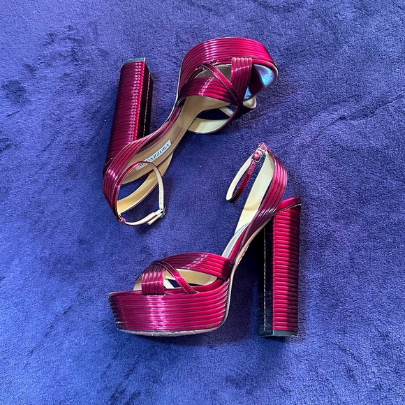 Aquazurra Sundance Metallic Leather Platform Sandals Size 40 - Picture 4 of 13